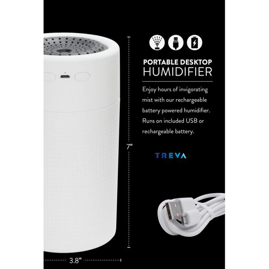 O2 Cool Treva Large Rechargeable 750 mL Humidifier - White