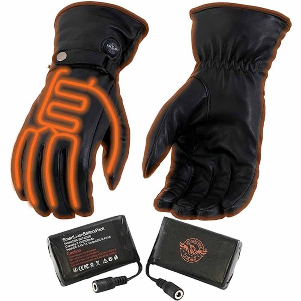 Milwaukee Leather Men's 7V Leather Heated Winter Gloves