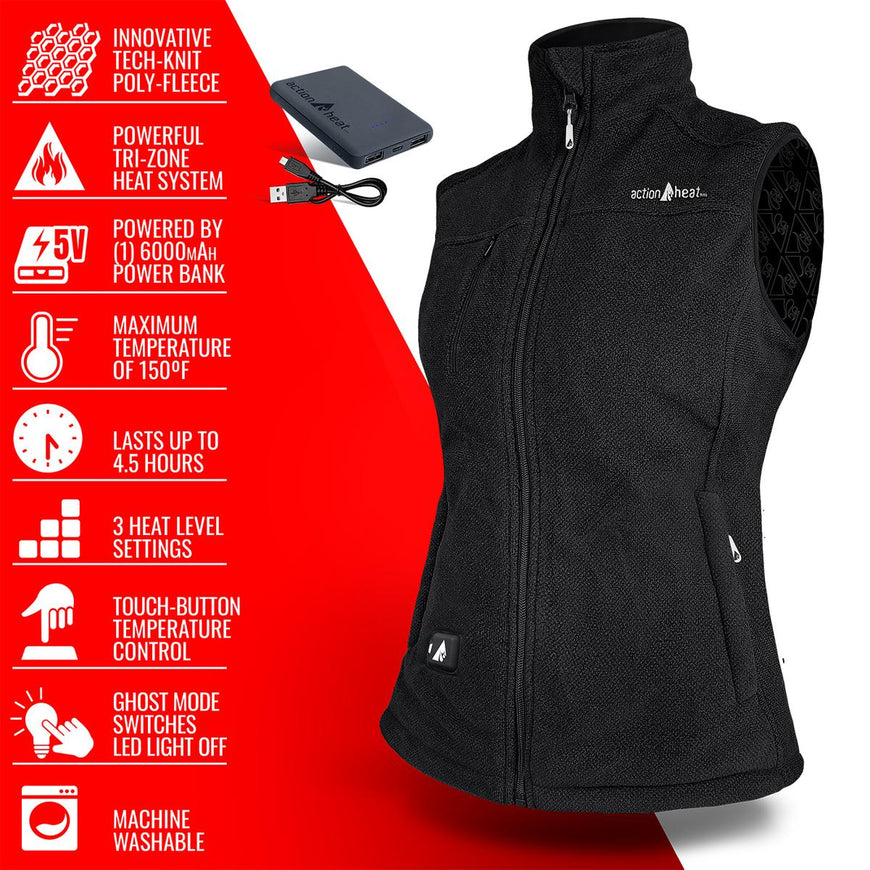 ActionHeat 5V Women's Performance Fleece Battery Heated Vest