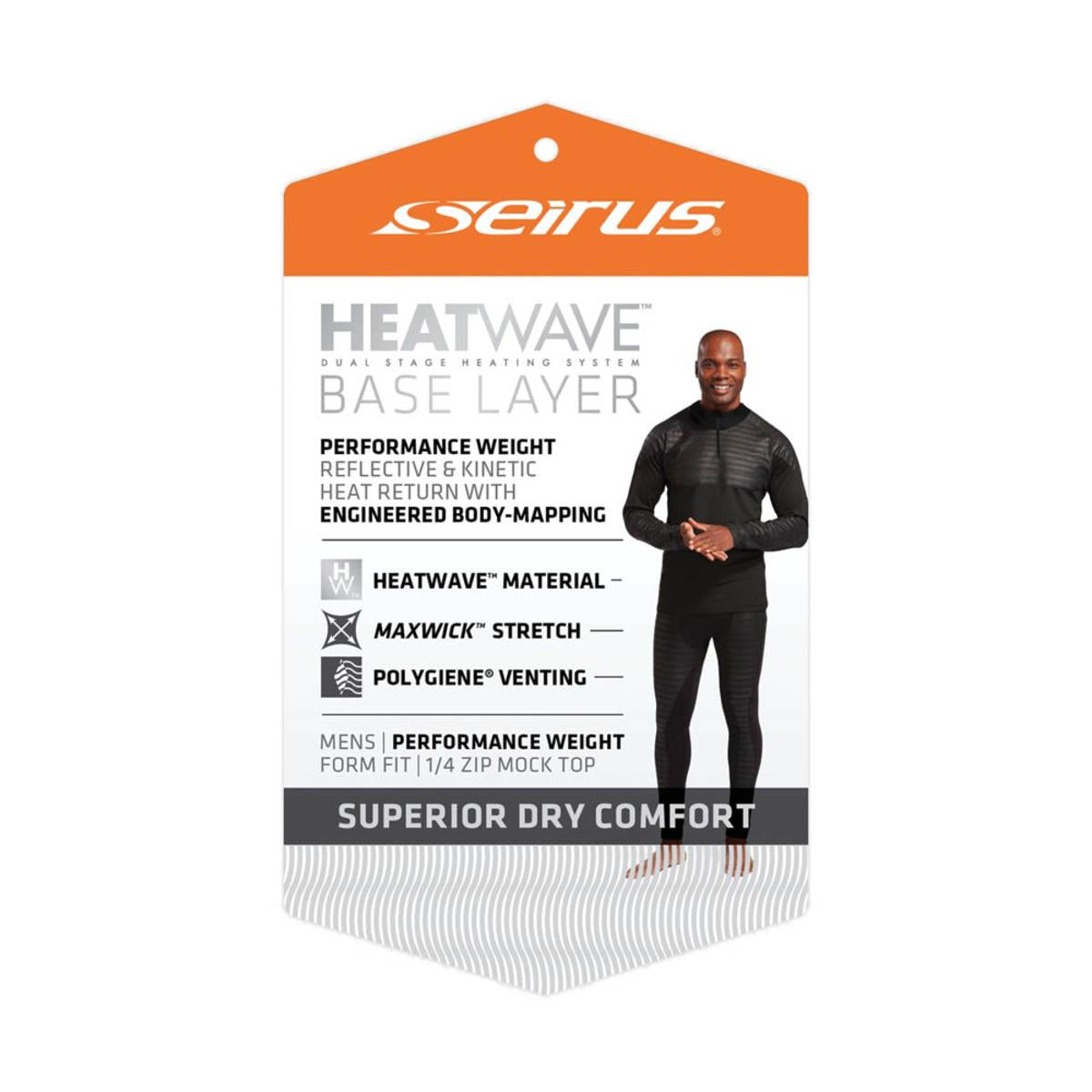 Seirus Men's Heatwave Mapped Long Sleeve 1/4 Zip Mock Top
