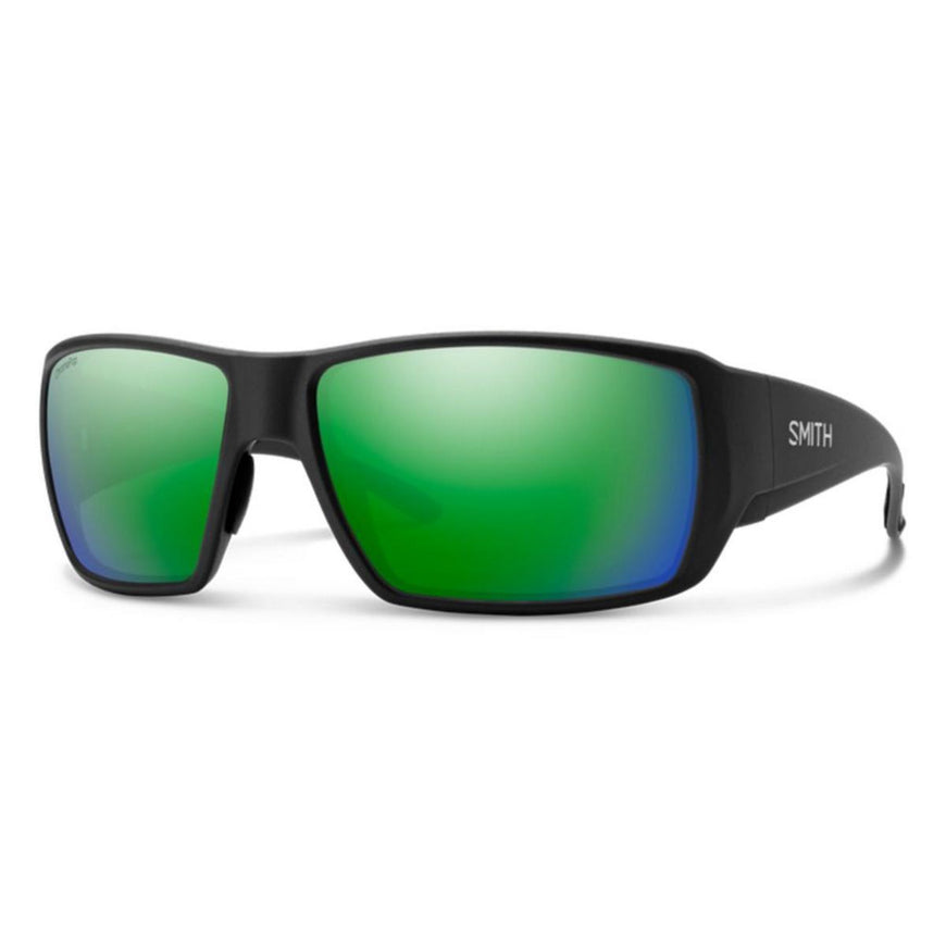 Smith Optics Guide's Choice XL Sunglasses ChromaPop Glass Polarized Green Mirror - Matte Black Frame