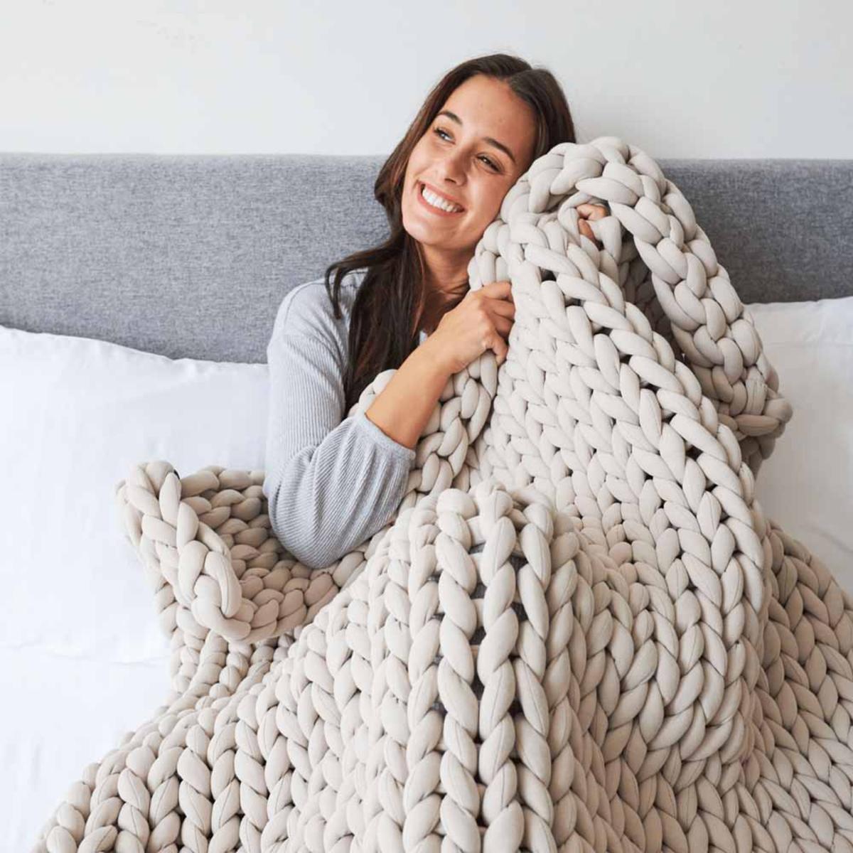 Hush 15lbs Cotton Knitted Weighted Throw Blanket