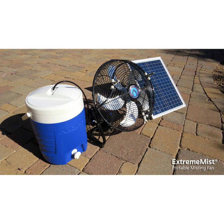 ExtremeMIST 3-n-1 Portable Misting Fan with Solar Panel, Mist Pump and 16ft Mist Line Attachment