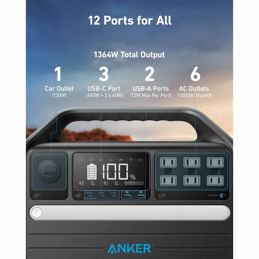 Anker Solar Generator 555 - PowerHouse 1024Wh with 2 x 100W Solar Panels