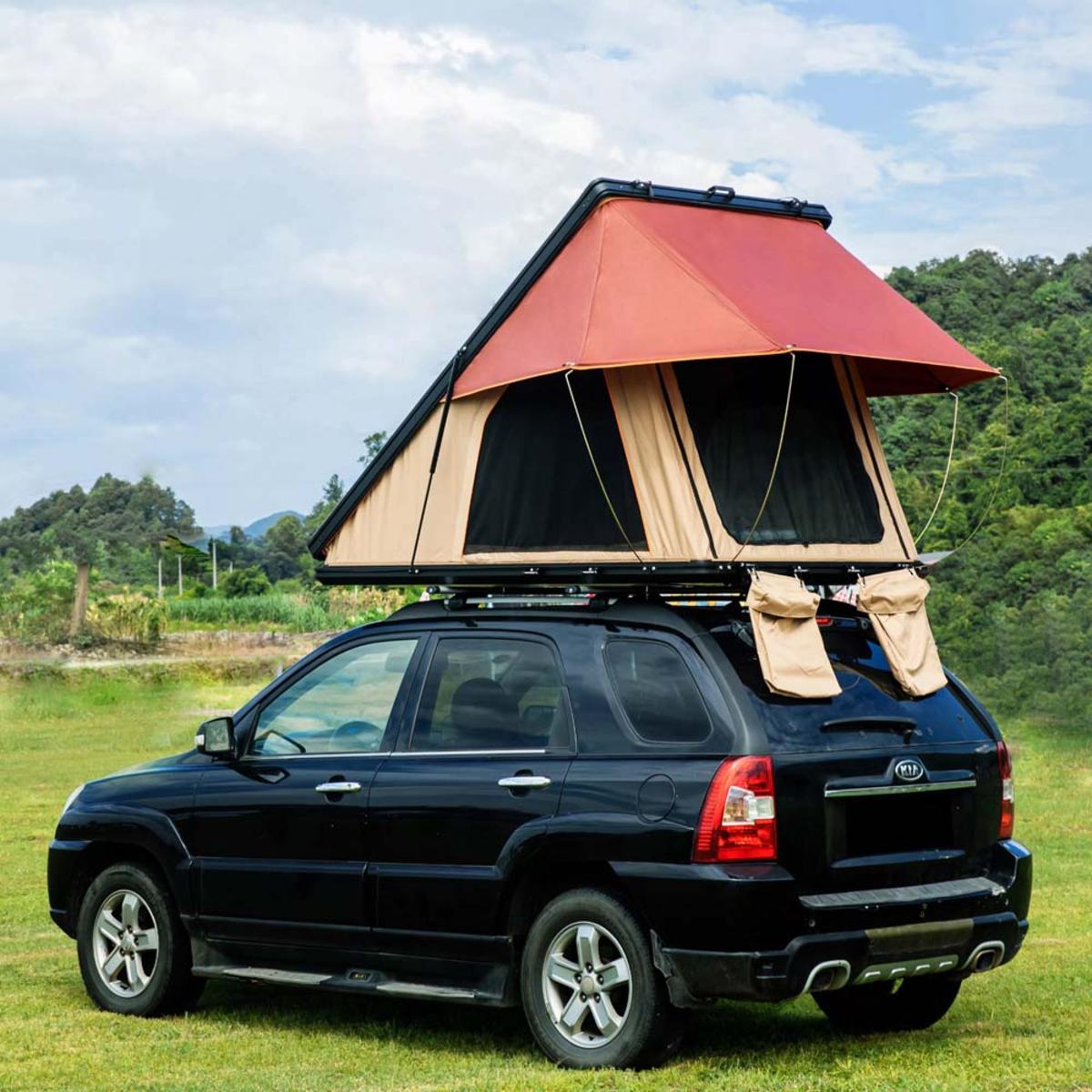 Trustmade Triangle Aluminium Black Hard Shell Beige Rooftop Tent with –  Adventure Outfitter