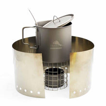 TOAKS Titanium Cook System - Ultra Thin Wall 650ml Pot & Siphon Alcohol Stove with Wire Pot Stand