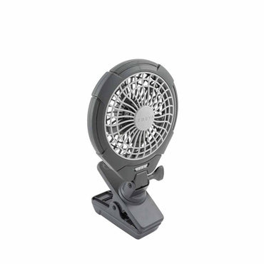 O2 Cool Treva 5 Inch Battery Operated Camping Clip Fan - Gray with Khaki Grill