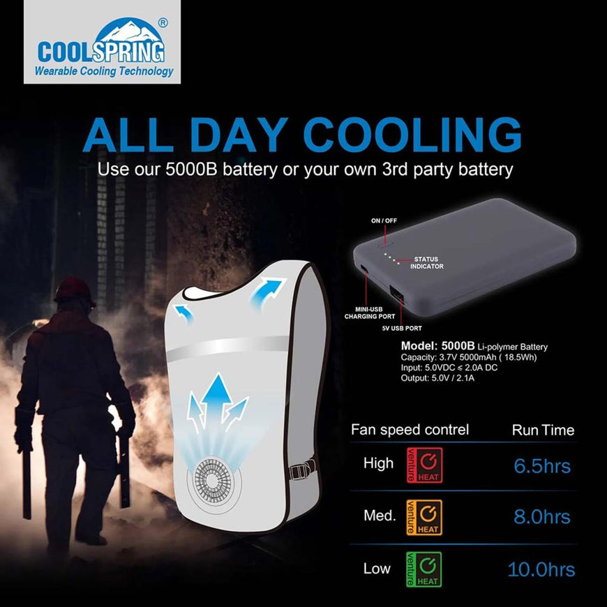 Venture Heat Unisex WindTech Pro 3 Speed Wearable Cooling Fan Vest with 3.7V Battery