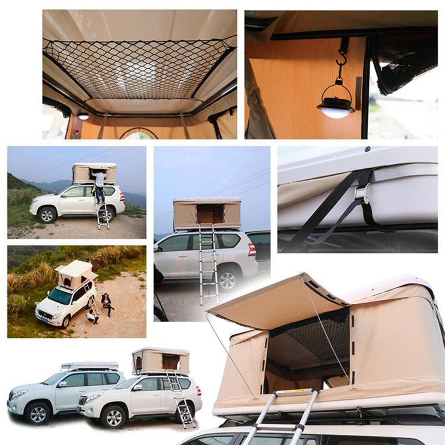 Trustmade White Hard Shell Beige Rooftop Tent 2mins Setup 100% Waterproof 50mm Mattress