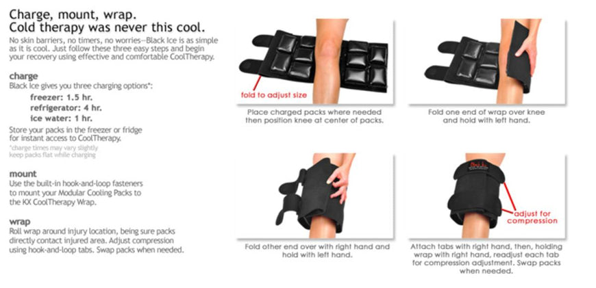 Black Ice CoolTherapy System - Knee Wrap (4 Pack)