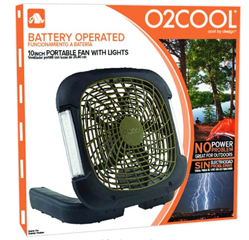 O2 Cool Treva 10-inch Portable Camping Fan with Lights