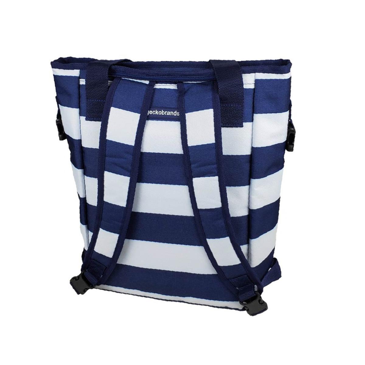 Geckobrands Convertible Tote & Backpack - Blue/White Stripe