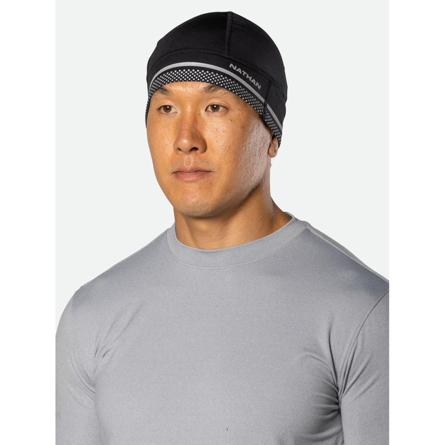 Nathan HyperNight Reflective Beanie - Black/Geo Print