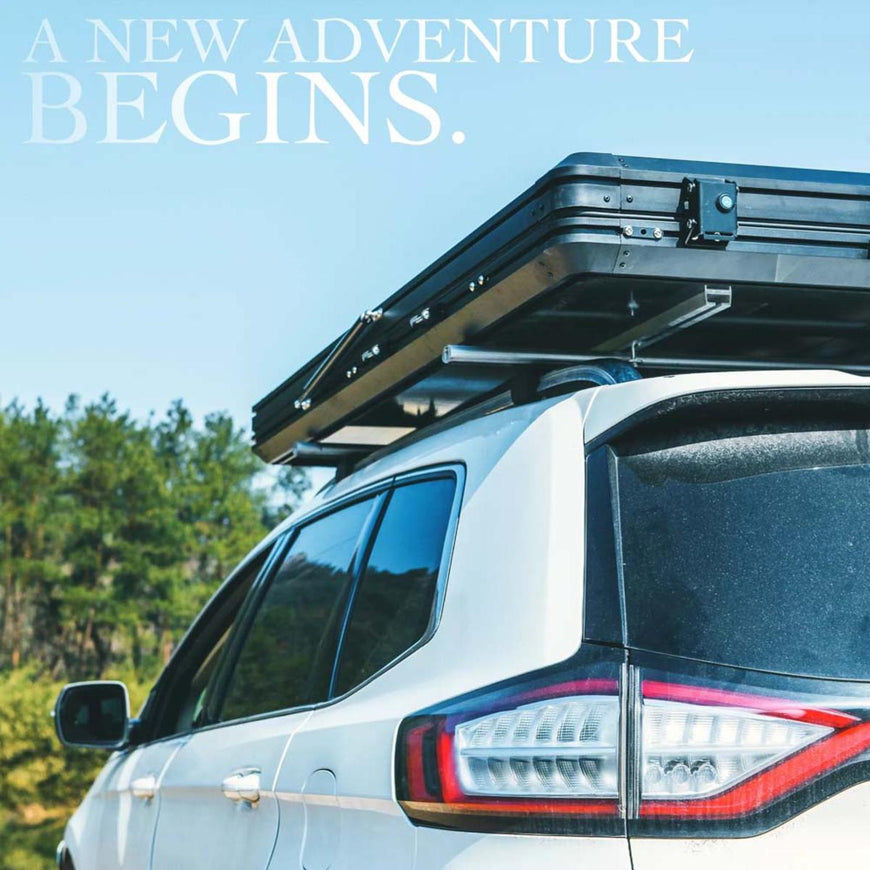 Trustmade Triangle Aluminium Black Hard Shell Grey Rooftop Tent with Roof Rack Scout Pro Series