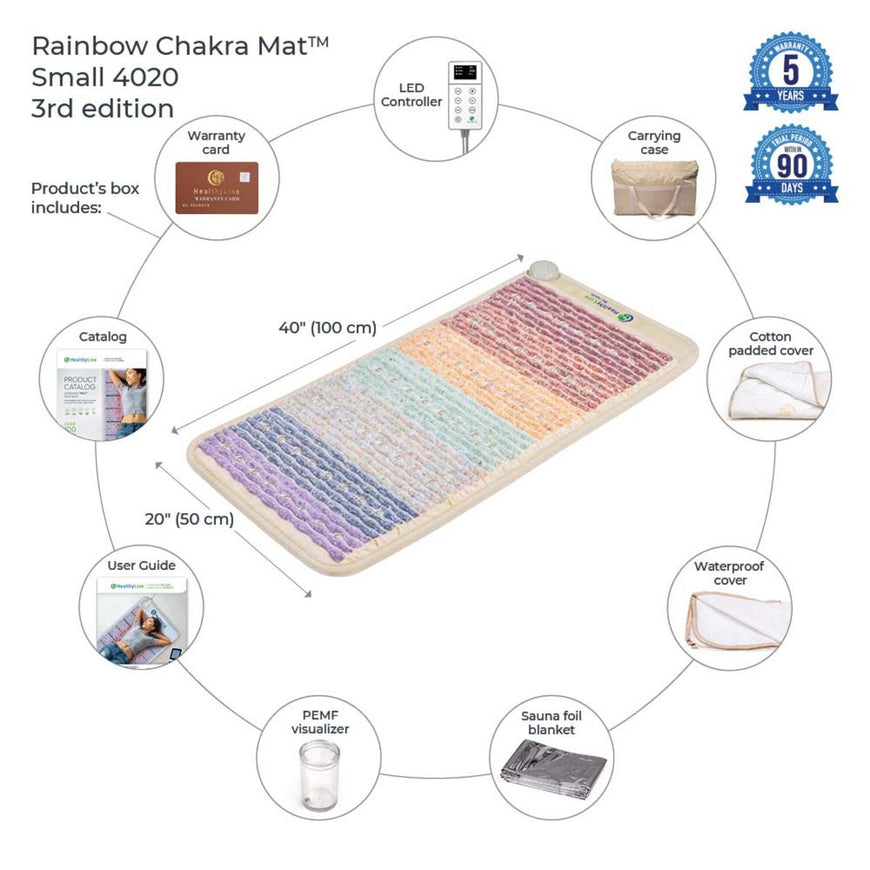 HealthyLine Rainbow Chakra Mat Small 4020 Firm - Photon PEMF InfraMat Pro Third Edition